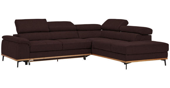 ECKSOFA Braun Webstoff - Schwarz/Braun, Natur, Holz/Textil (282/226cm) - Novel
