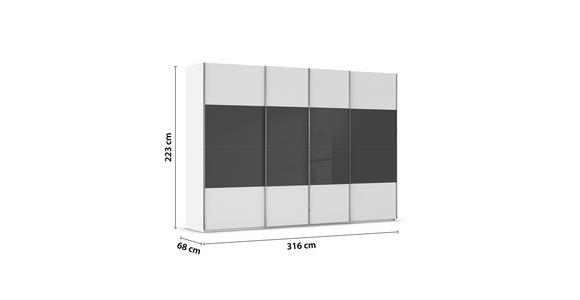 SCHWEBETÜRENSCHRANK  in Schwarz, Weiß  - Chromfarben/Schwarz, KONVENTIONELL, Glas/Holzwerkstoff (316/223/68cm) - Novel