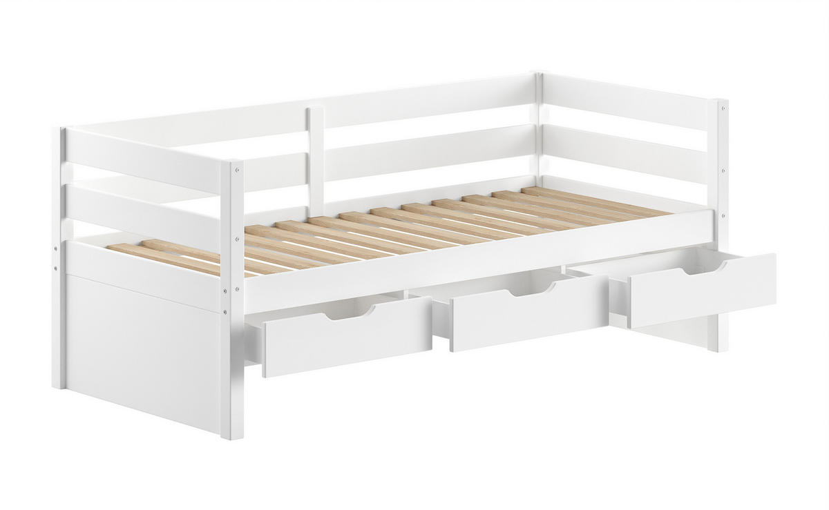 STAURAUMBETT 90/200 cm  in Weiß  - Naturfarben/Weiß, MODERN, Holz (90/200cm) - Vipack