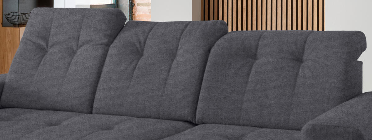 ECKSOFA in Mikrofaser Anthrazit  - Anthrazit/Schwarz, Modern, Textil/Metall (258/180cm) - Livetastic