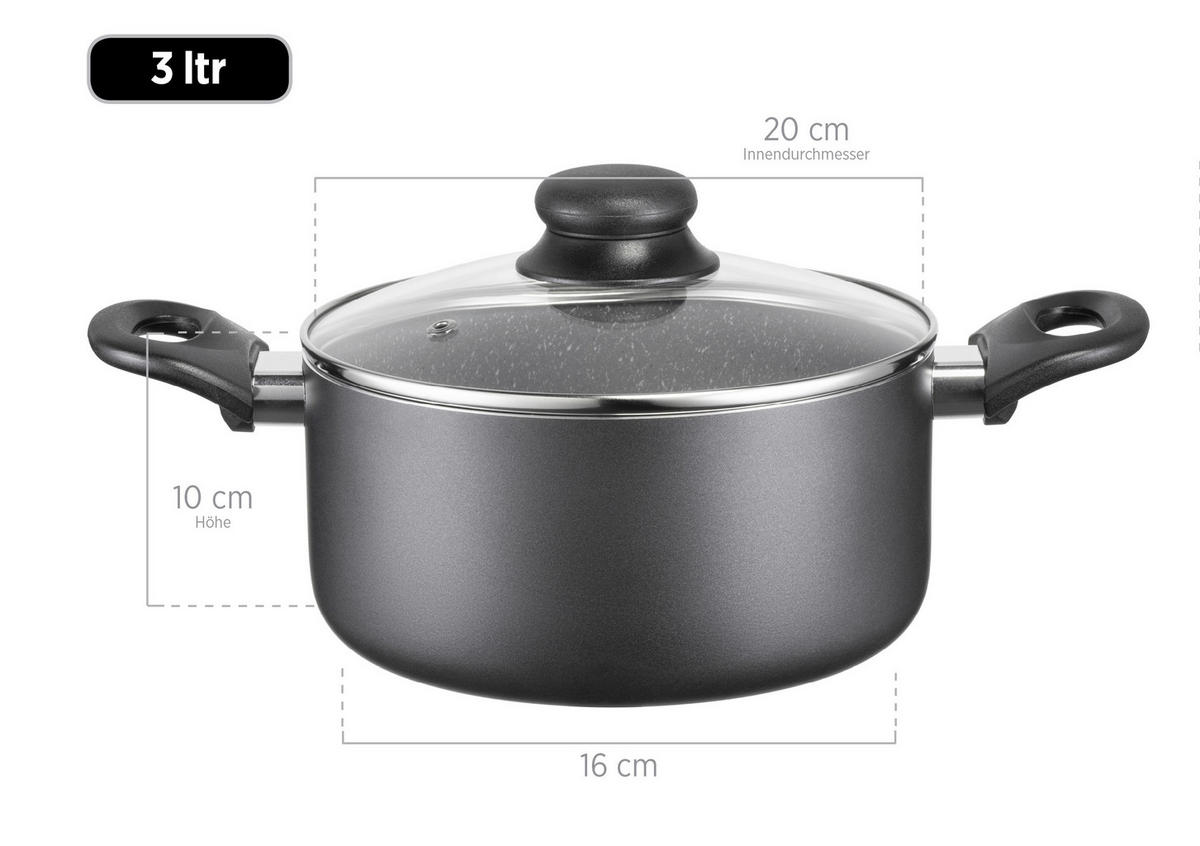 KOCHTOPFSET IZAR 6-teilig  - Transparent/Schwarz, Basics, Glas/Metall - Mäser