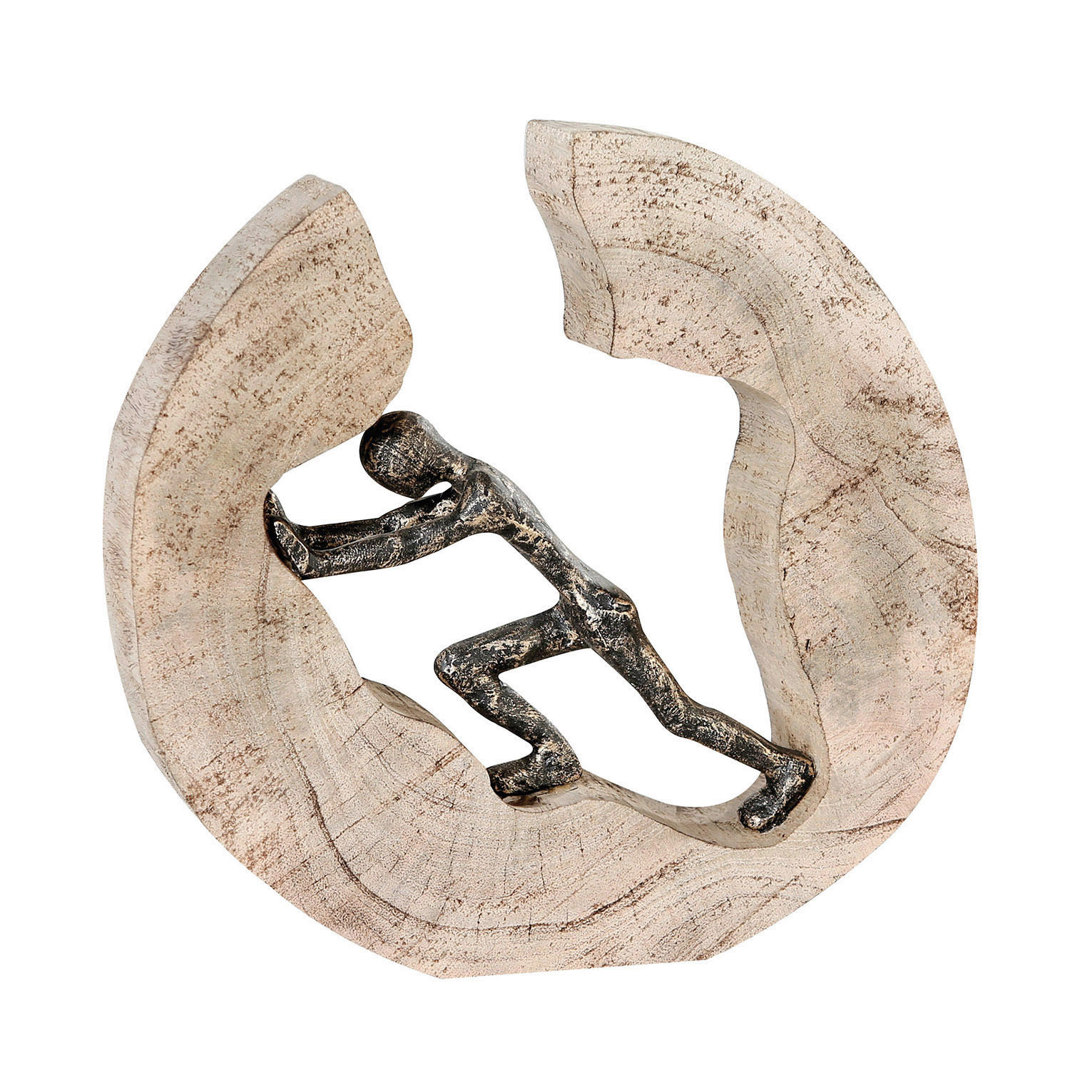 SKULPTUR - Hellbraun/Bronzefarben, Basics, Holz/Metall (28/29/6cm)