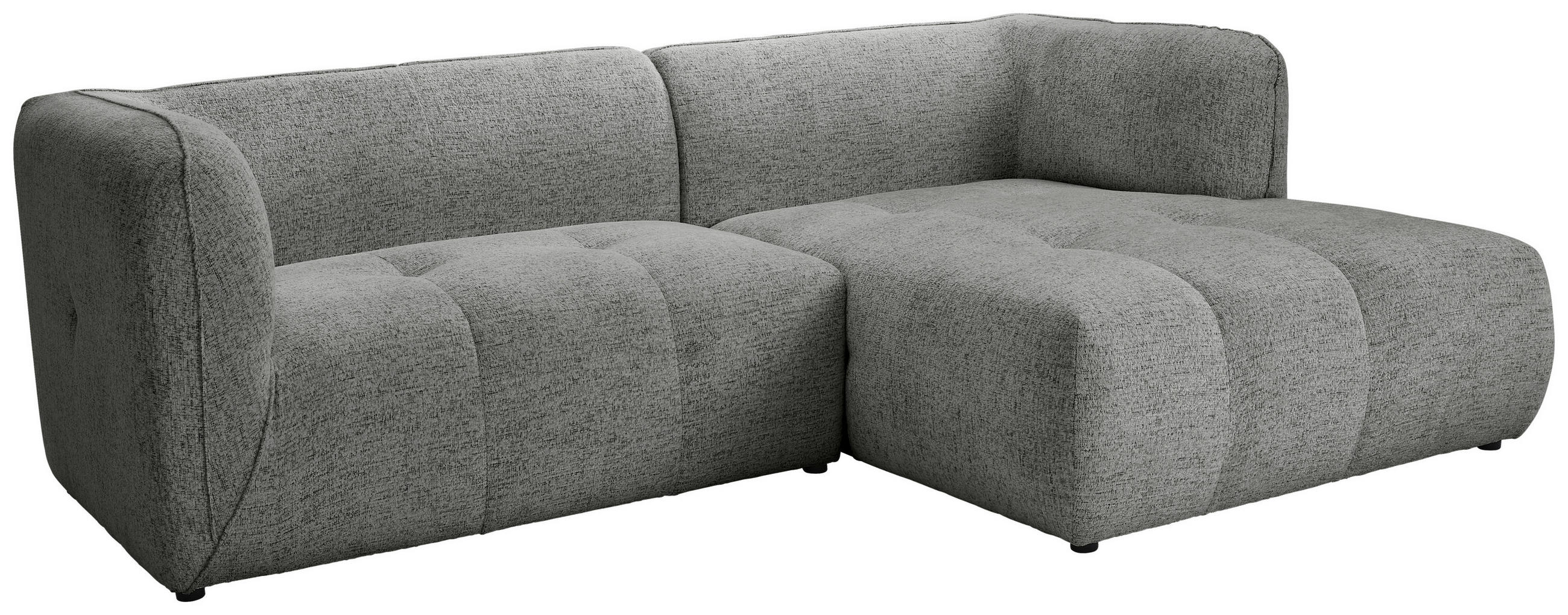 ECKSOFA Grau Chenille  - Schwarz/Grau, KONVENTIONELL, Kunststoff/Textil (255/164cm) - Ambia Home