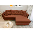 ECKSOFA Kupferfarben Feincord  - Buchefarben/Kupferfarben, KONVENTIONELL, Holz/Textil (211/154cm) - Carryhome
