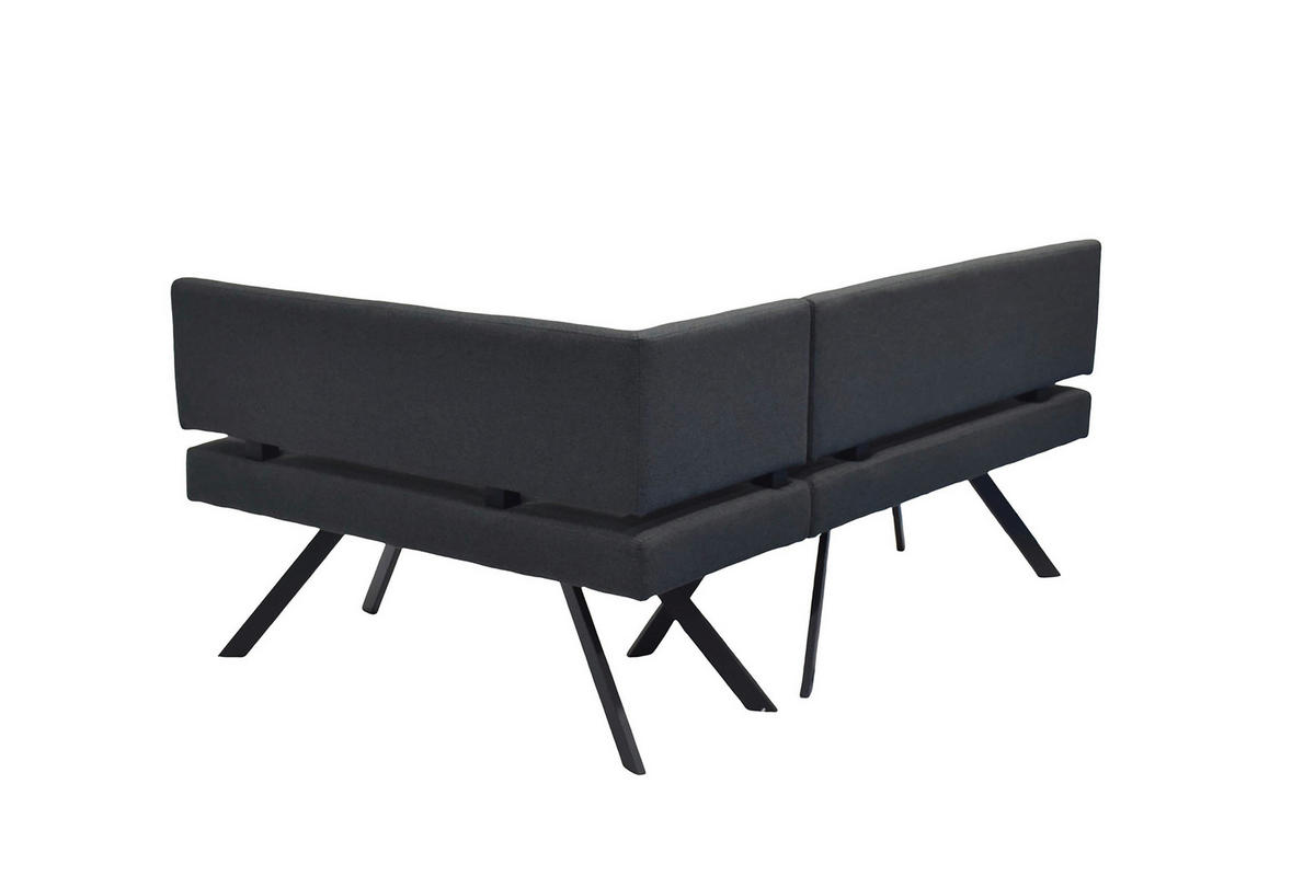 ECKBANK 182/85 cm Dunkelgrau   - Dunkelgrau/Schwarz, MODERN, Textil/Metall (182/85cm) - MID.YOU