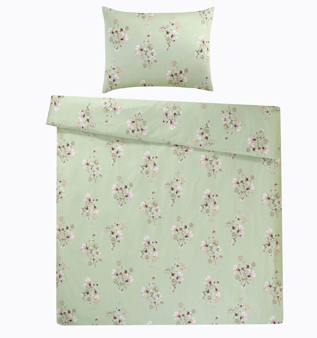 BETTWÄSCHESET Satin 160/210 cm  65 cm/100 cm  - Mintgrün, Basics, Textil (160/210cm) - Ambiente