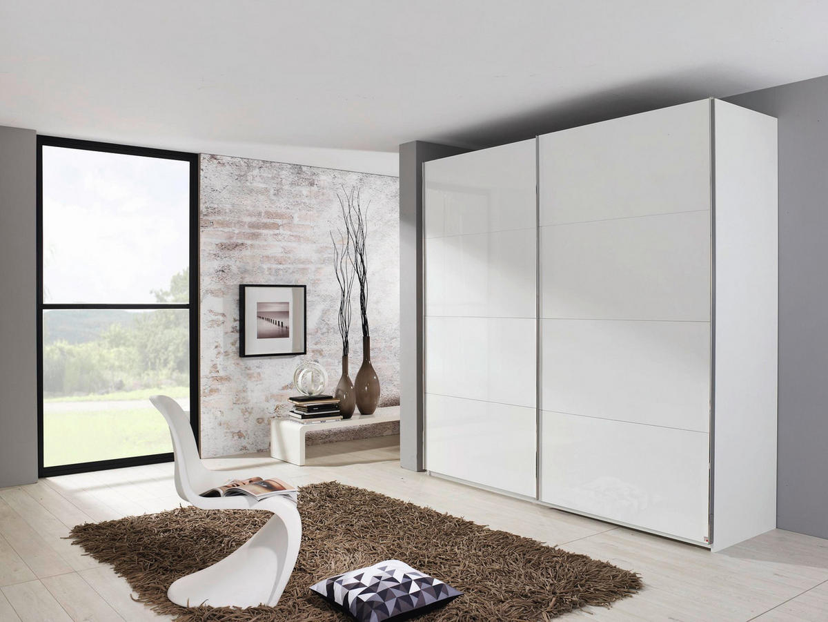 SCHWEBETÜRENSCHRANK  in Weiß  - Alufarben/Weiß, KONVENTIONELL, Holzwerkstoff/Metall (181/223/68cm) - Xora