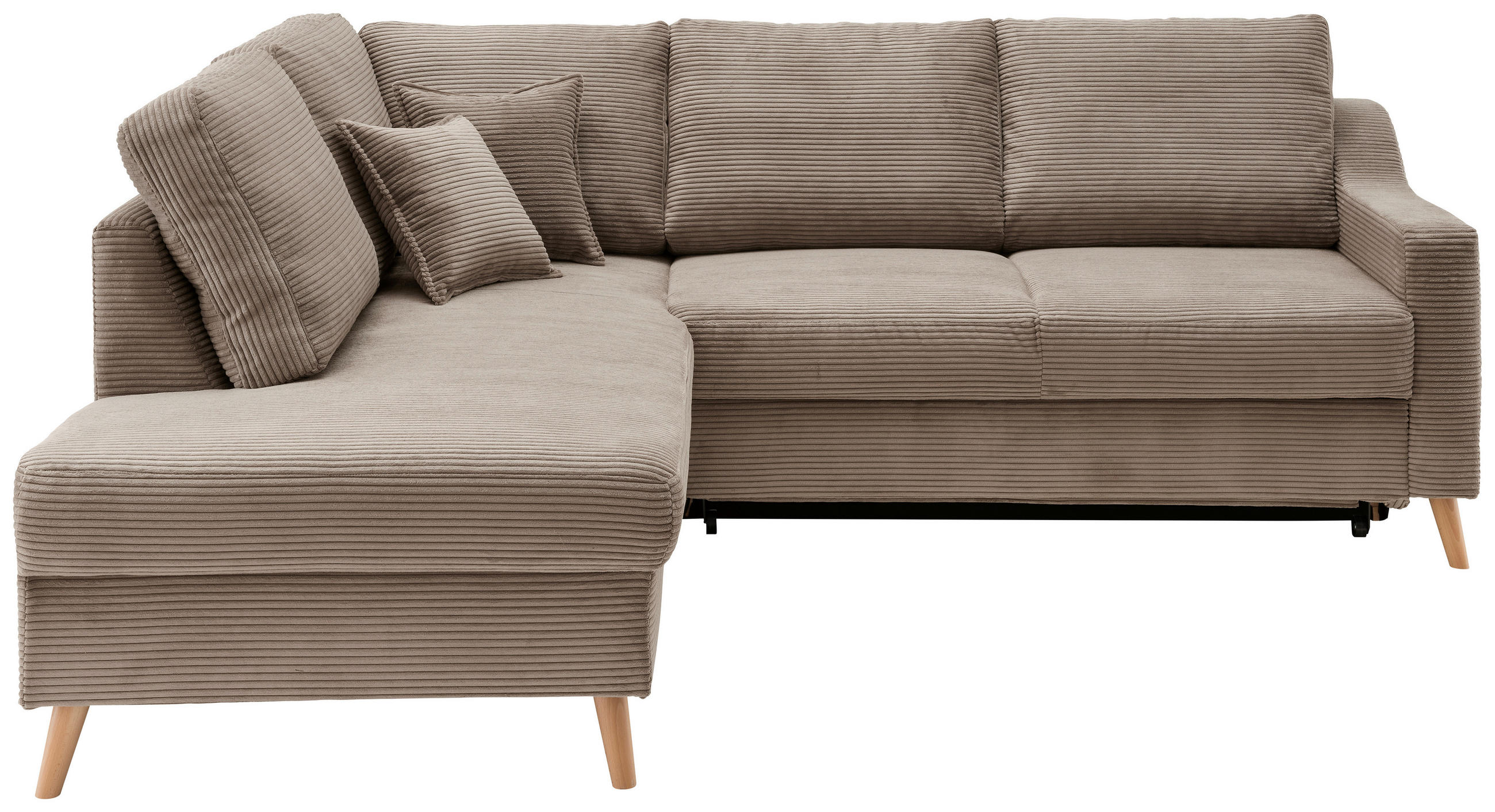 ECKSOFA in Cord Graublau  - Graublau/Naturfarben, Modern, Holz/Textil (200/230cm) - Livetastic