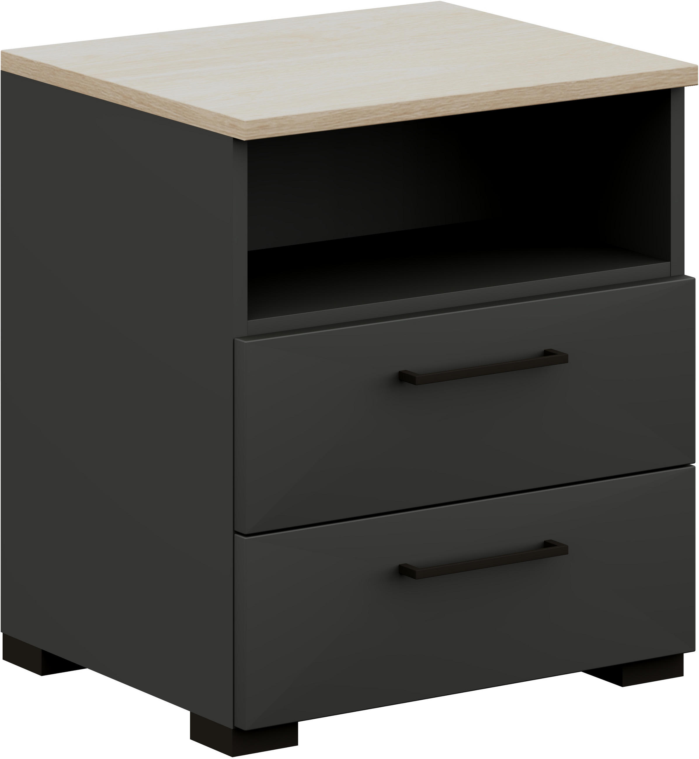 NACHTSCHRANK 50/57/42,1 cm - Eichefarben/Anthrazit, Design, Holzwerkstoff/Metall (50/57/42,1cm) - Cantus