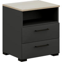NACHTTISCH 50/57/42,1 cm  in Graphitfarben, Eichefarben  - Eichefarben/Anthrazit, Design, Holzwerkstoff/Metall (50/57/42,1cm) - Cantus