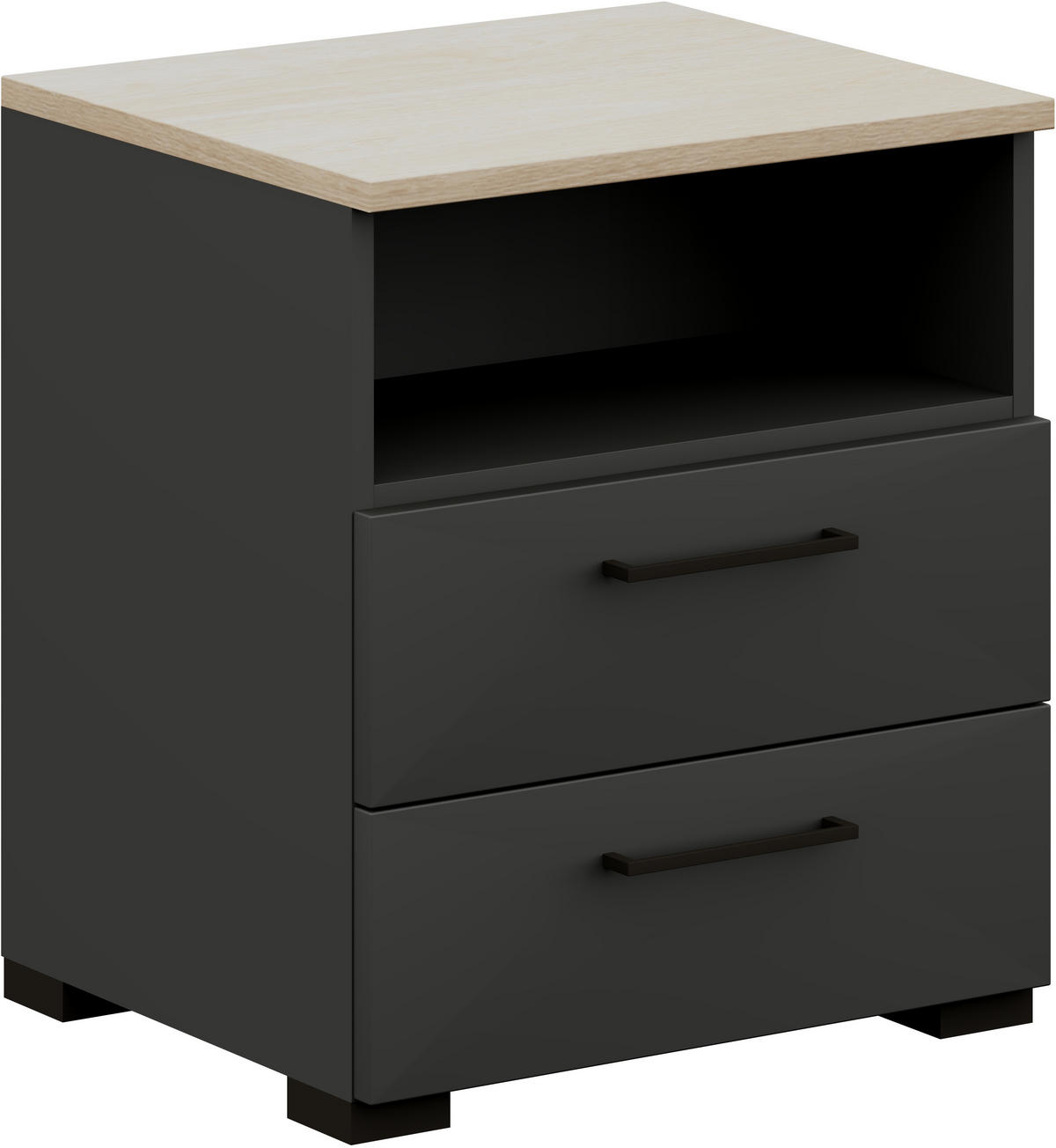 NACHTTISCH 50/57/42,1 cm  in Graphitfarben, Eichefarben  - Eichefarben/Anthrazit, Design, Holzwerkstoff/Metall (50/57/42,1cm) - Cantus