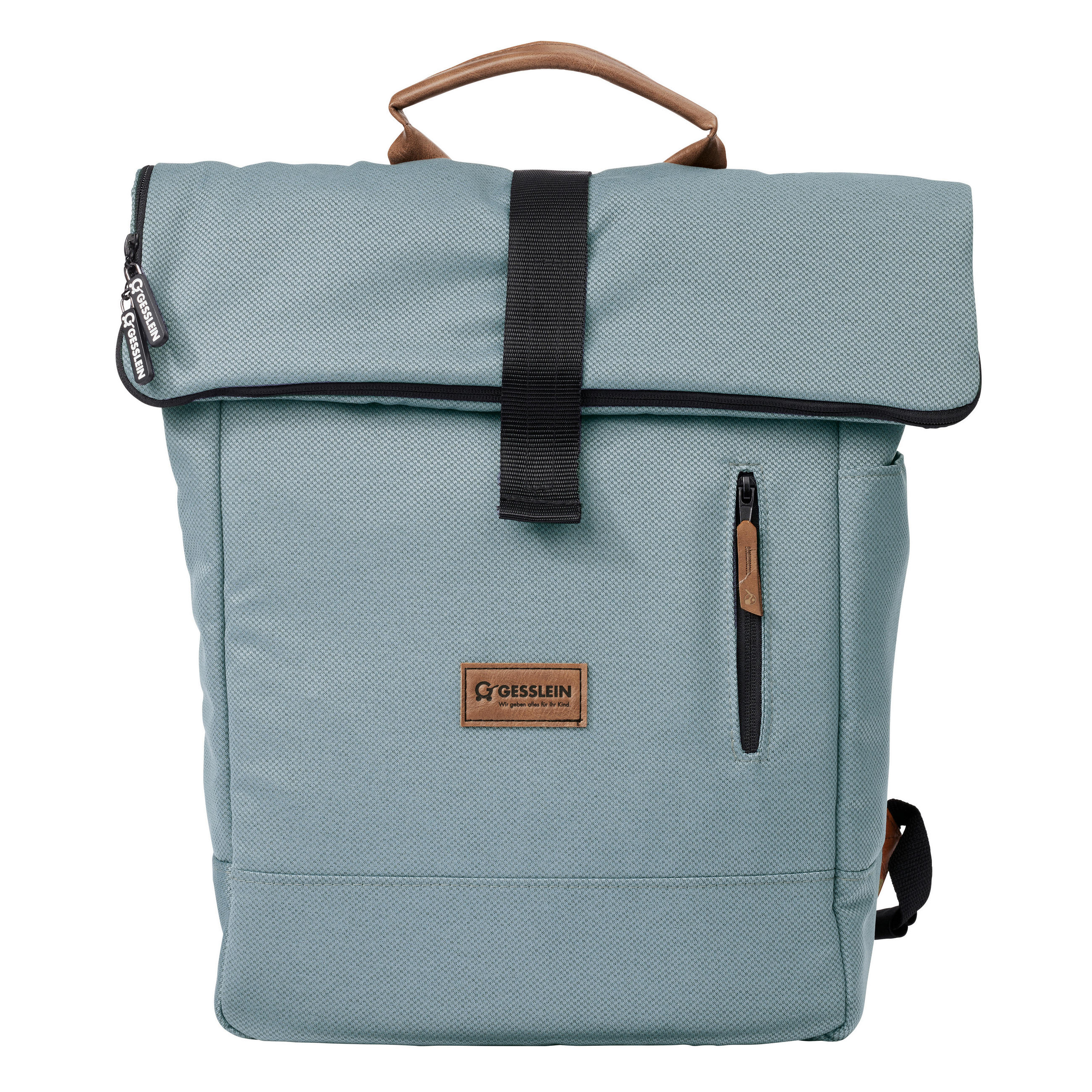 WICKELRUCKSACK N° 6 Aqua Mint/Tabak  - Braun/Mintgrün, Basics, Textil (31/45/12cm) - Gesslein