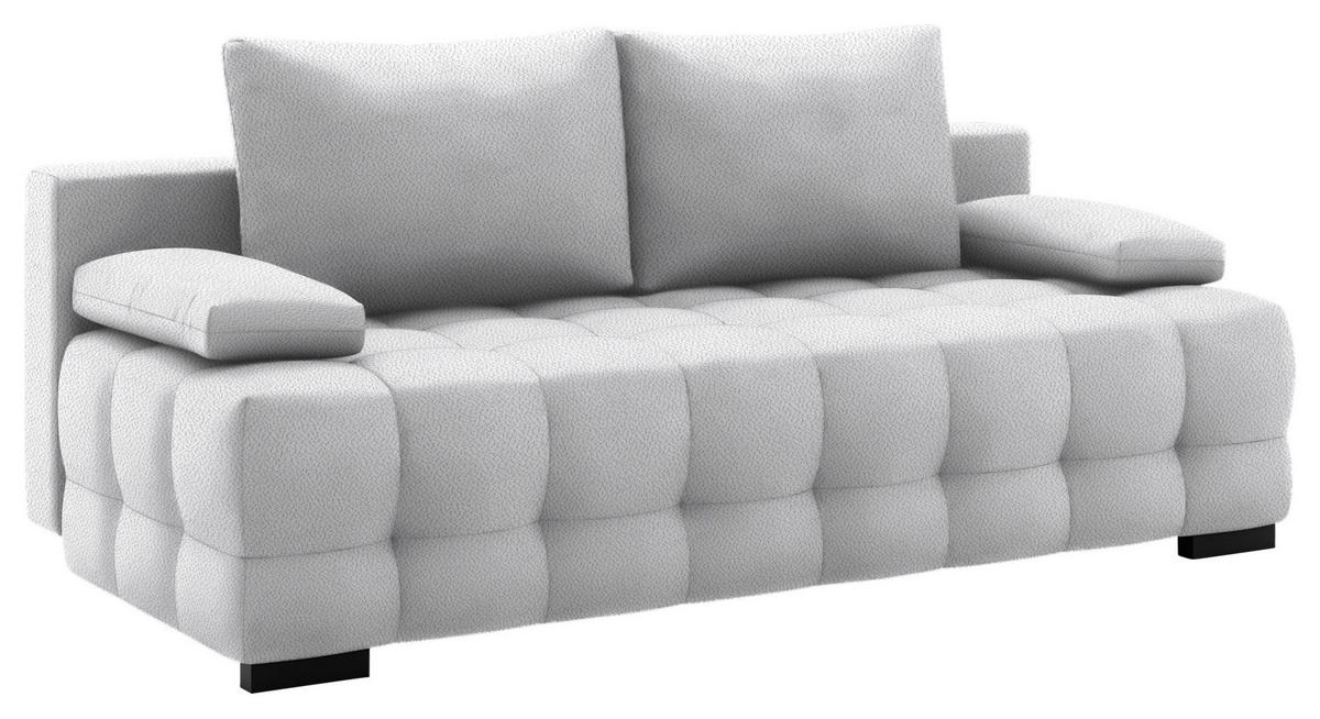 SCHLAFSOFA in Chenille, Plüsch Hellgrau  - Hellgrau/Schwarz, KONVENTIONELL, Kunststoff/Textil (209/96/100cm) - Stylife