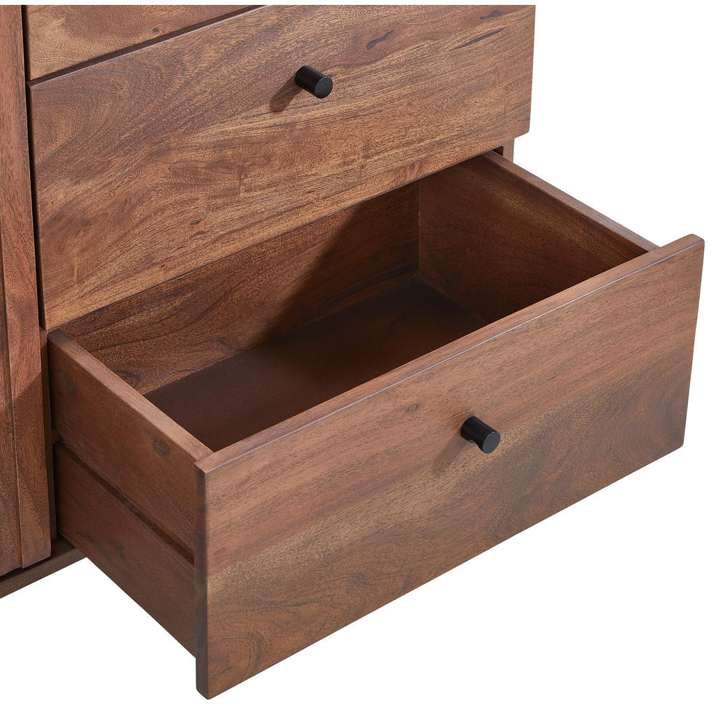 Thumbnail - Mid.you Sideboard, Schwarz, Walnuss, Metall, Akazie, massiv, 1 Fächer, 3 Schubladen, 155x85x40 cm, Holzmöbel, Kleinmöbel...