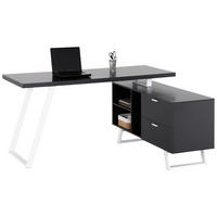 ECKSCHREIBTISCH 150/60/75 cm  in Grau, Weiß  - Weiß/Grau, MODERN, Holzwerkstoff/Metall (150/60/75cm) - MID.YOU