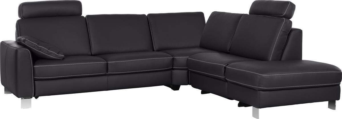 ECKSOFA in Echtleder Anthrazit  - Chromfarben/Anthrazit, Konventionell, Leder/Metall (272/293cm) - Valdera