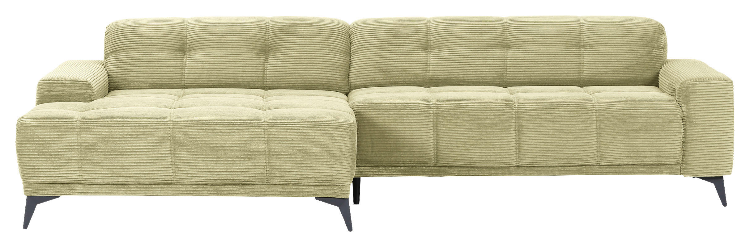 ECKSOFA  in Cord Hellgrün  165/295 cm  - Schwarz/Hellgrün, KONVENTIONELL, Textil/Metall (165/295cm) - Carryhome