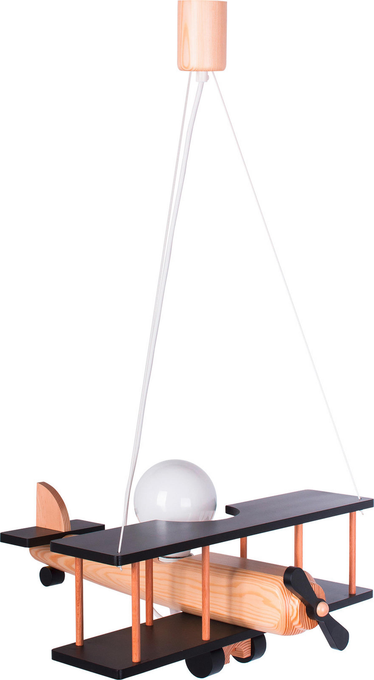 KINDERHÄNGELEUCHTE 42/45/75 cm   - Schwarz/Naturfarben, KONVENTIONELL, Holz (42/45/75cm)