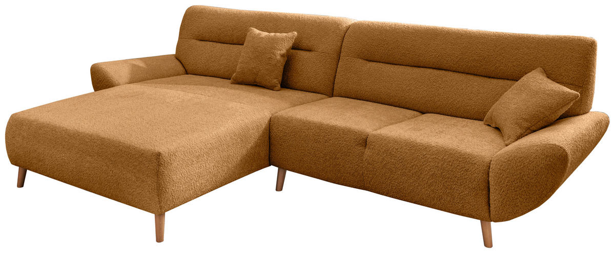 ECKSOFA in Bouclé Goldfarben  - Wildeiche/Goldfarben, Konventionell, Holz/Textil (166cm) - MID.YOU
