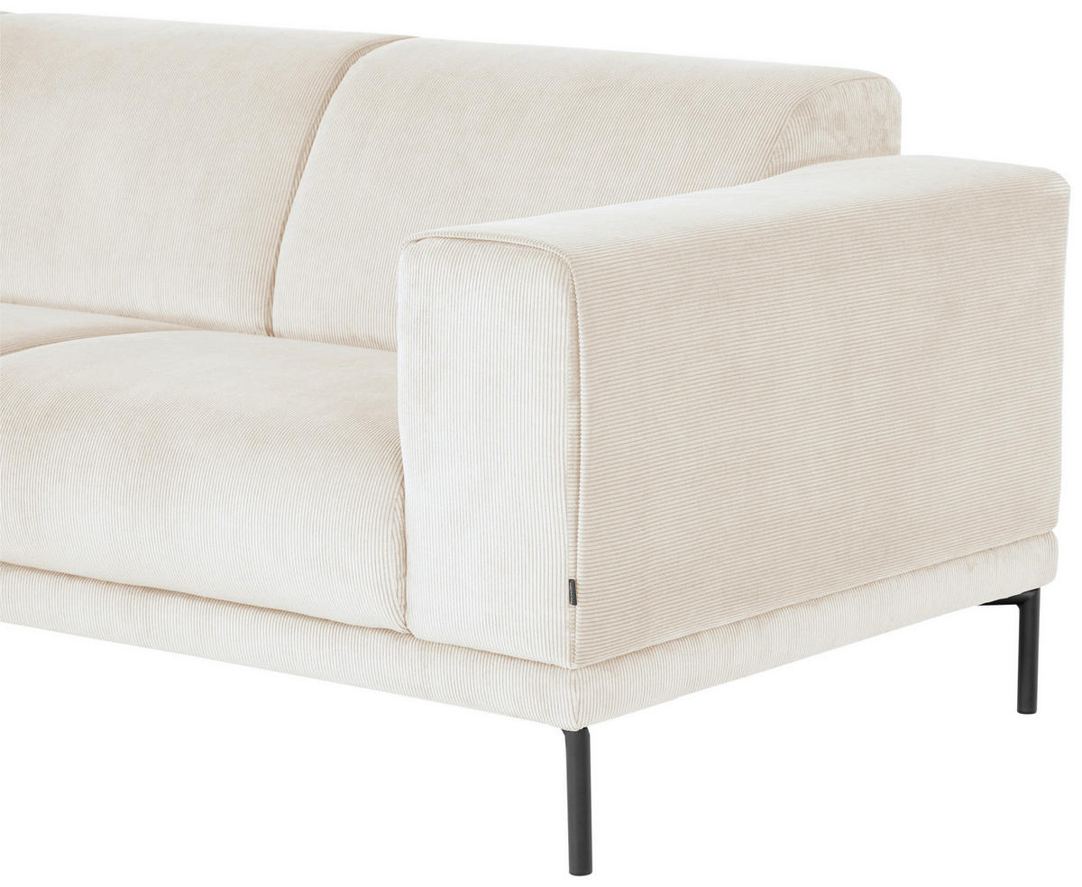 ECKSOFA ERNO Beige Cord  - Beige/Schwarz, Design, Textil/Metall (262/183cm) - MID.YOU