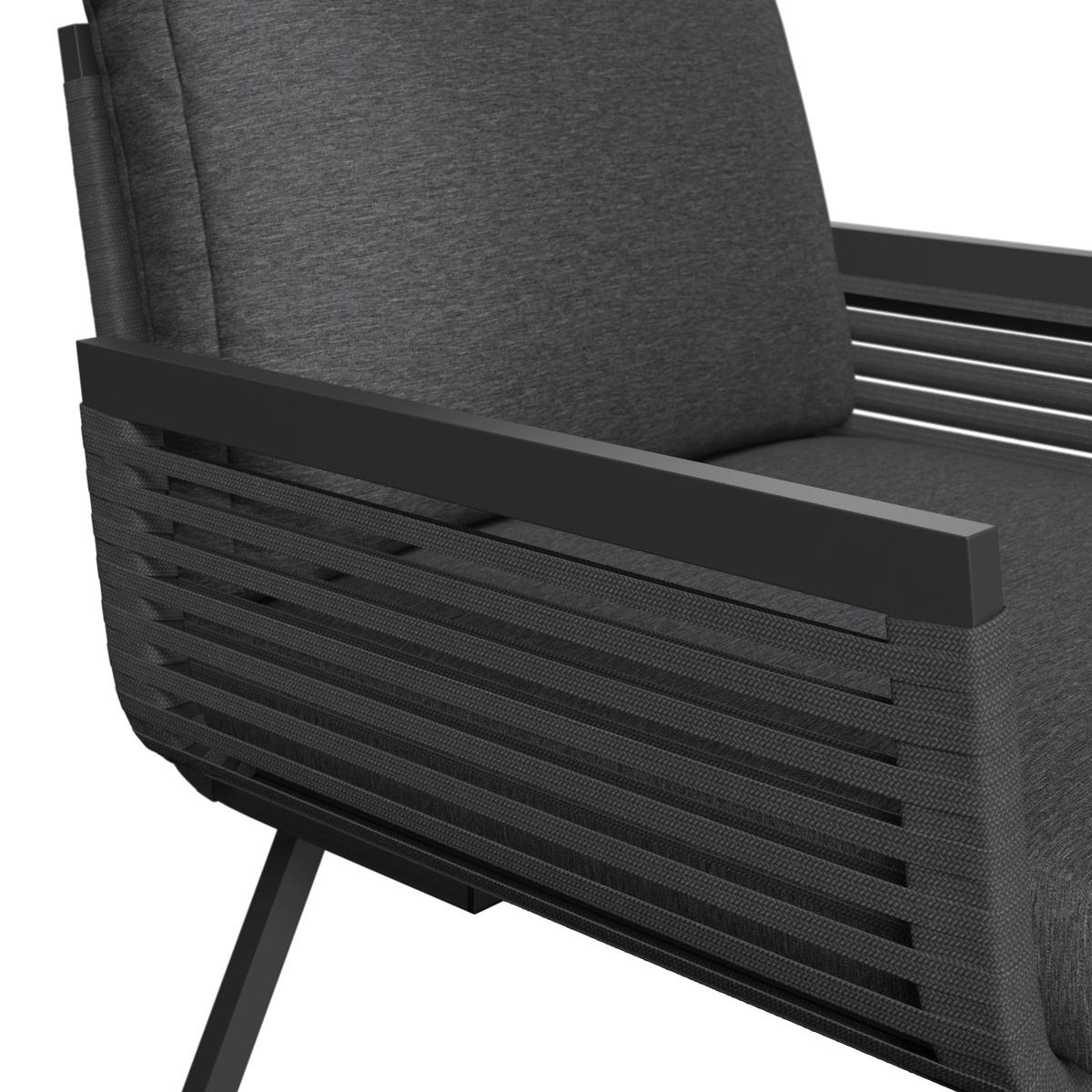 LOUNGEGARNITUR Aluminium  - Anthrazit/Schwarz, MODERN, Glas/Textil (125/74/74cm) - Ambia Garden