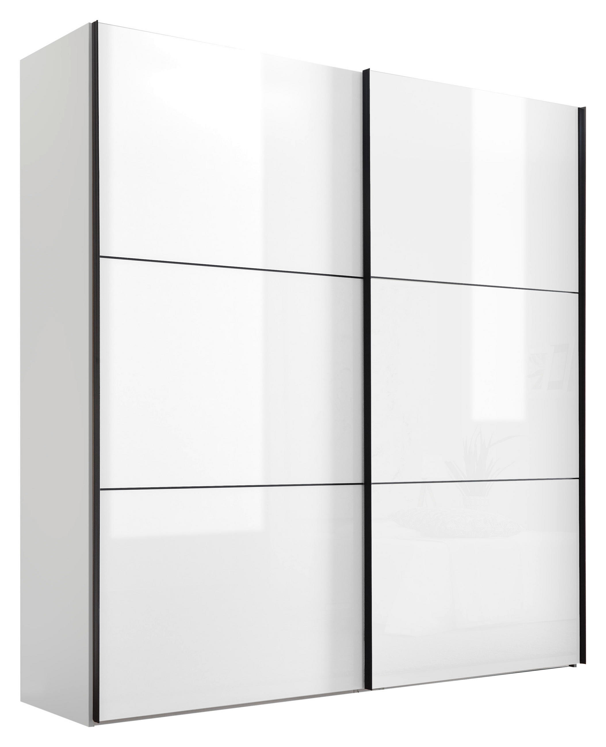 SCHWEBETÜRENSCHRANK in Weiss  - Weiss/Schwarz, Konventionell, Glas/Holzwerkstoff (200/222/68cm) - Moderano