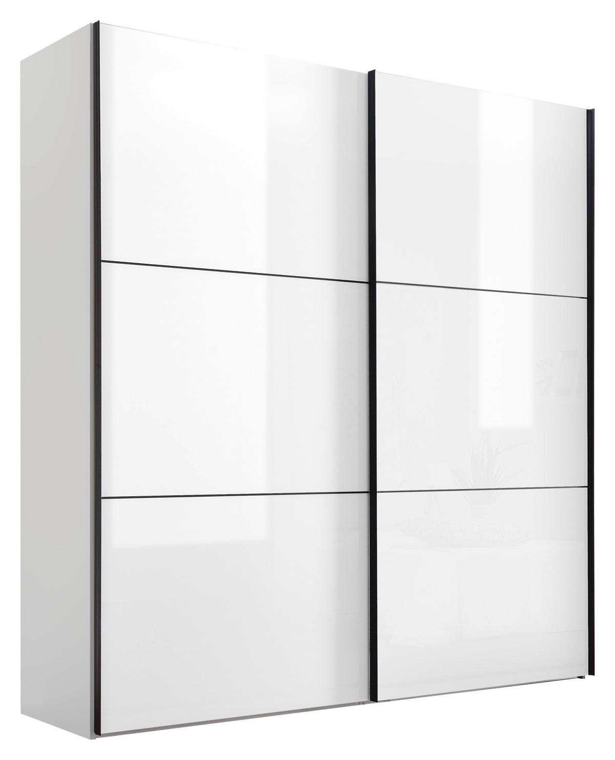 SCHWEBETÜRENSCHRANK in Weiss  - Weiss/Schwarz, Konventionell, Glas/Holzwerkstoff (188/222/68cm) - Moderano