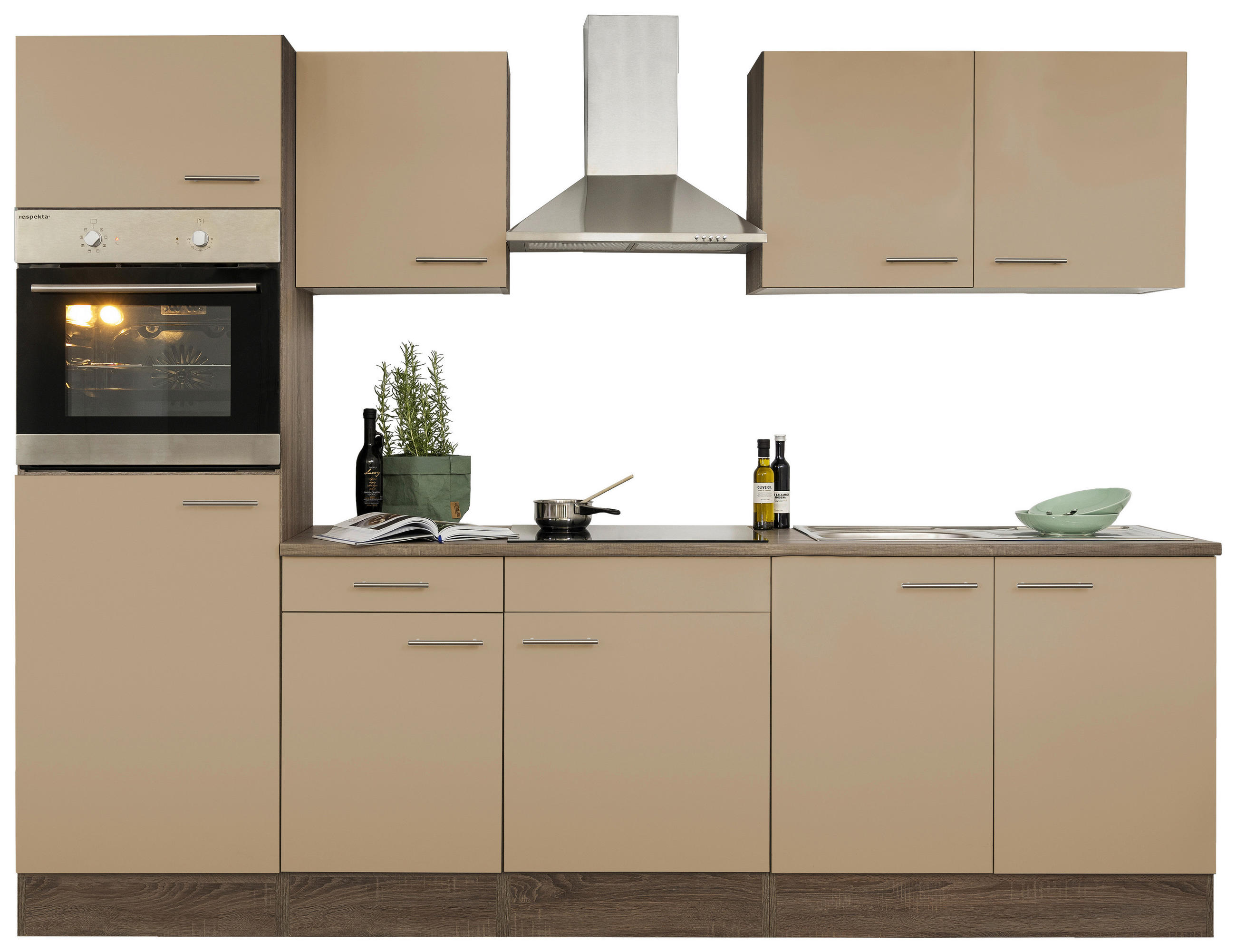 KÜCHENLEERBLOCK 270/205/60 cm  in Eichefarben, Cappuccino  - Edelstahlfarben/Eichefarben, Basics, Metall (270/205/60cm) - Respekta