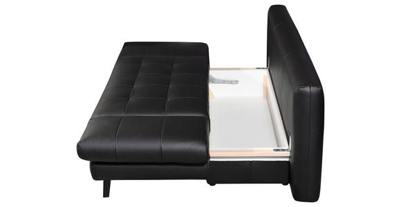 SCHLAFSOFA in Echtleder Schwarz  - Schwarz, Design, Leder/Metall (209/94/94cm) - Novel