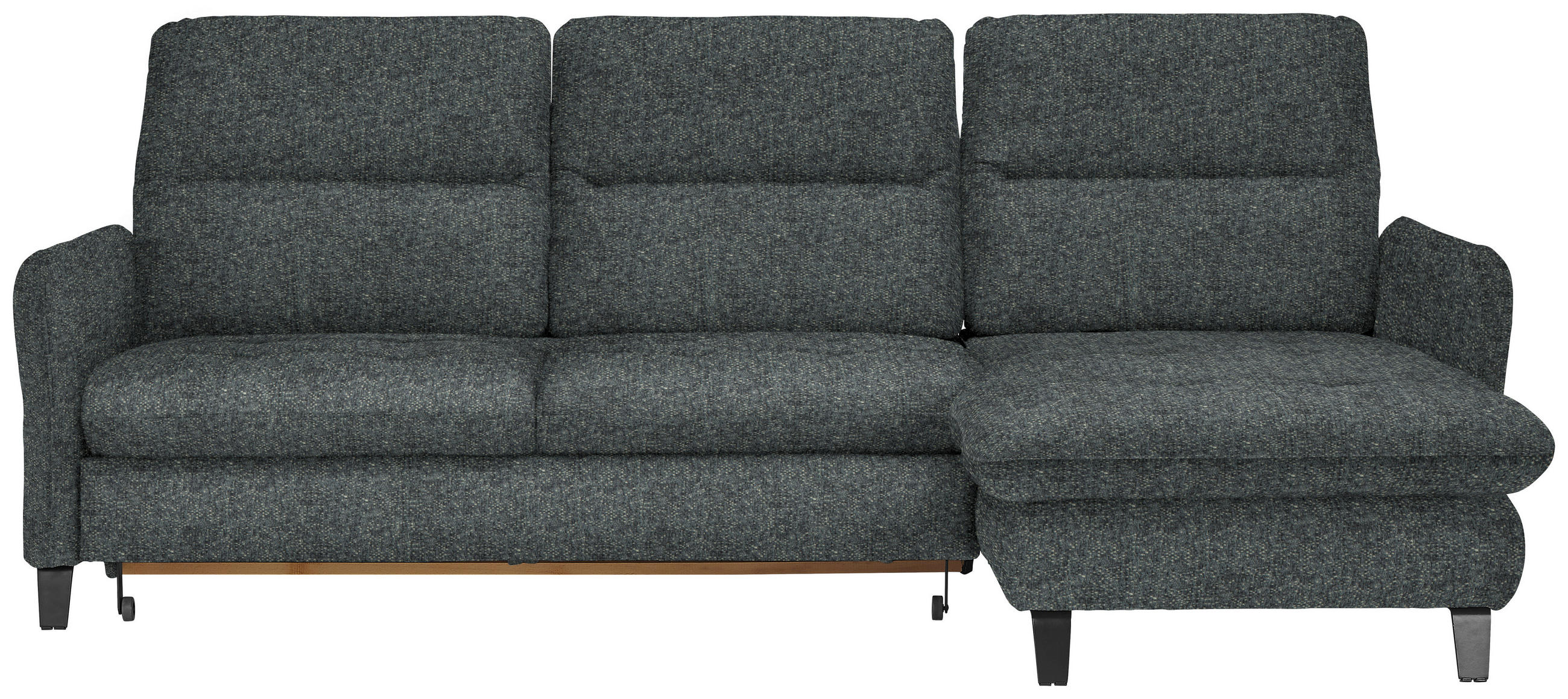 ECKSOFA Grau Chenille  - Schwarz/Grau, KONVENTIONELL, Textil/Metall (254/190cm) - Livetastic