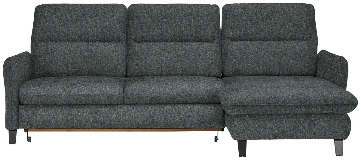 ECKSOFA Grau Chenille Bettkasten, Schlaffunktion, Rücken echt, Kopfteilverstellung, Sitztiefenverstellung  - Schwarz/Grau, KONVENTIONELL, Textil/Metall (254/190cm) - Livetastic