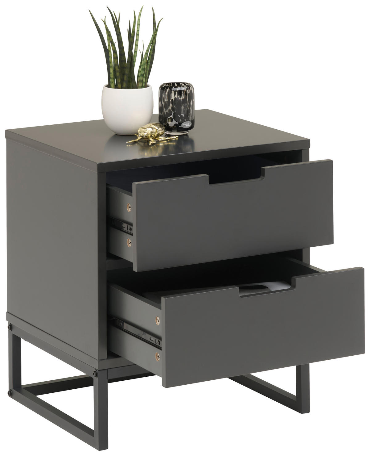 NACHTTISCH 47,6/53,1/40 cm  Anthrazit, Schwarz  - Anthrazit/Schwarz, Design, Holzwerkstoff/Metall (47,6/53,1/40cm) - Novel