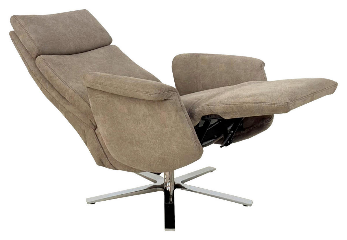 RELAXSESSEL Mikrofaser    - Chromfarben/Beige, Design, Textil/Metall (80/113/90cm) - Cantus
