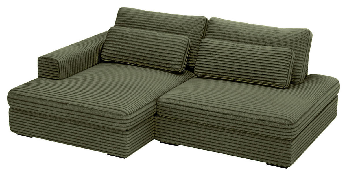 ECKSOFA Cord Grün  - Schwarz/Grün, Design, Kunststoff/Textil (158/223cm) - Lomoco