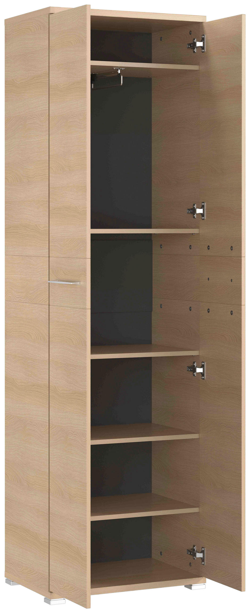 GARDEROBENSCHRANK  in 59/199/40 cm  - Eichefarben/Silberfarben, KONVENTIONELL, Holzwerkstoff/Kunststoff (59/199/40cm)
