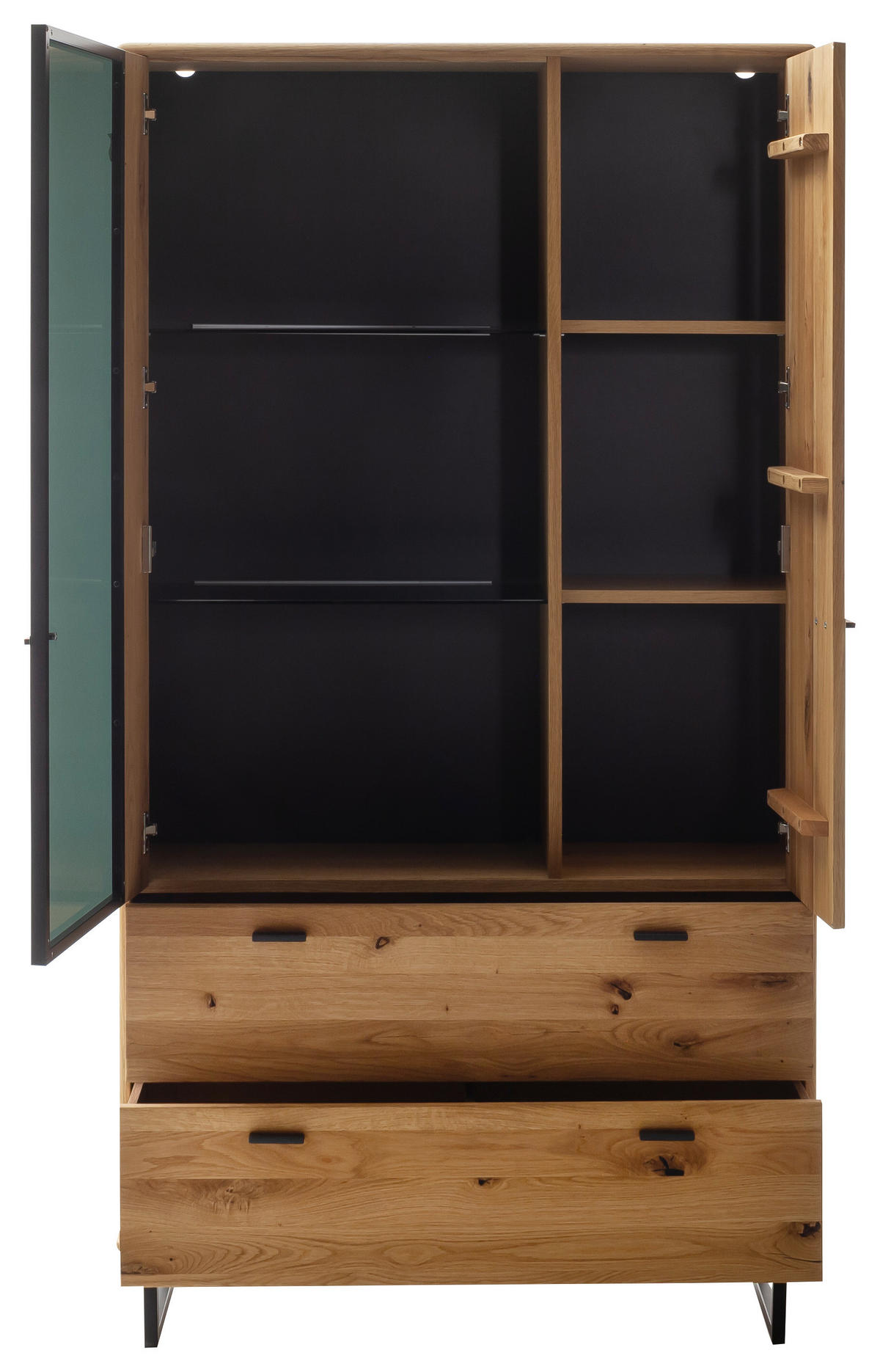 VITRINE in furniert, teilmassiv Balkeneiche Wildeiche  - Wildeiche/Anthrazit, Design, Glas/Holz (100/186/37cm) - MID.YOU
