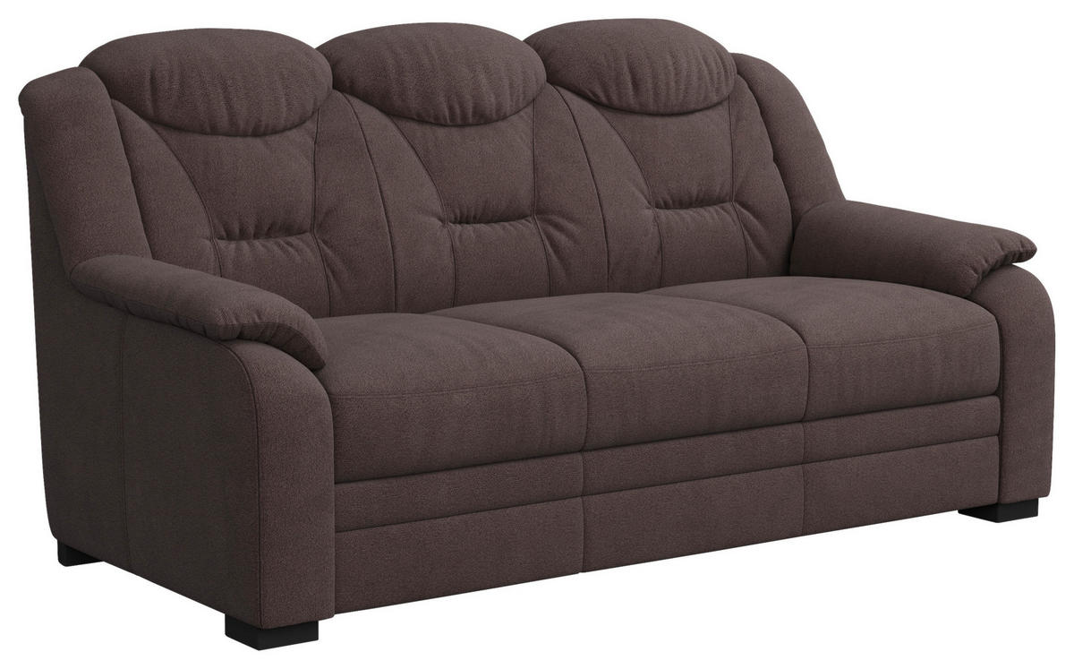 3-SITZER-SOFA in Chenille Braun  - Schwarz/Braun, Basics, Kunststoff/Textil (189/99/99cm) - MID.YOU