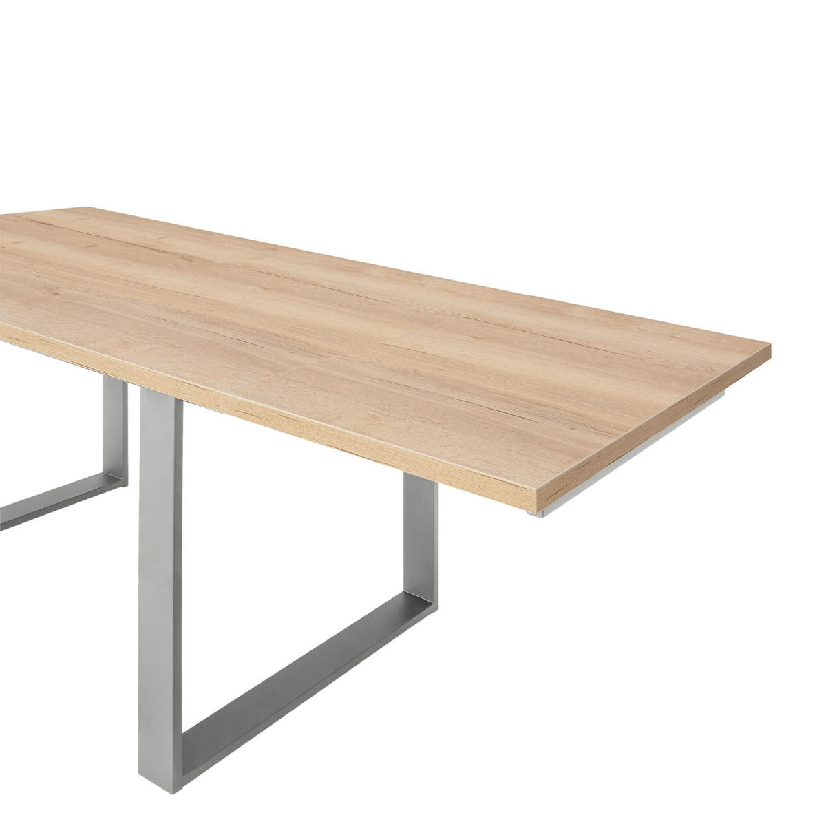 ESSTISCH in Metall, Holzwerkstoff 130/100/76 cm  - Edelstahlfarben/Eichefarben, Konventionell, Holzwerkstoff/Metall (130/100/76cm) - Venda