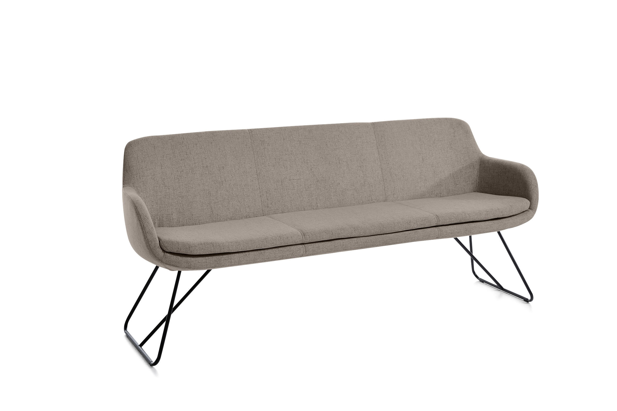 SITZBANK 180/87/65 cm Webstoff Taupe Metall  - Taupe/Schwarz, Design, Textil/Metall (180/87/65cm) - Musterring