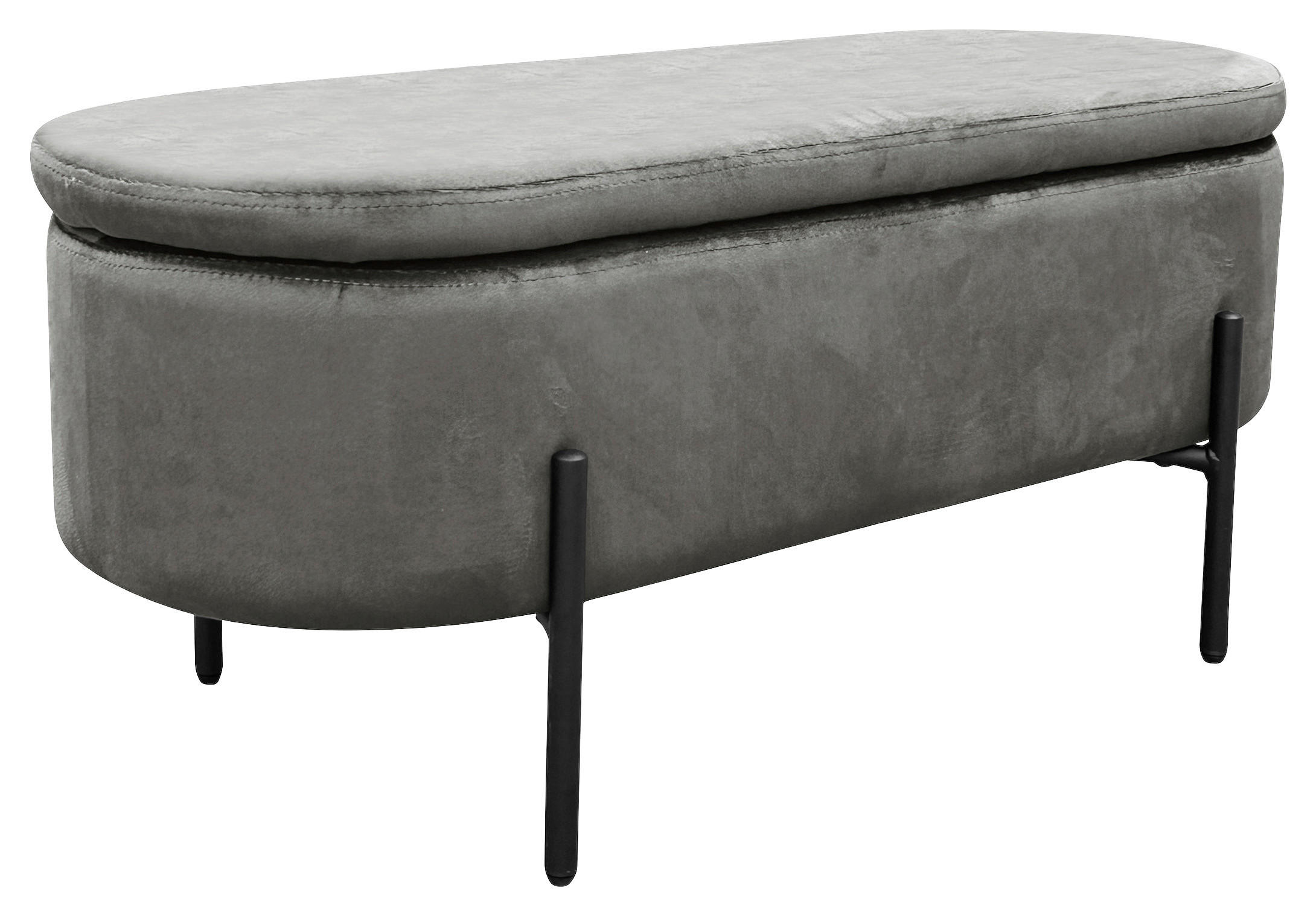 SITZBANK in Metall, Textil Grau, Schwarz  - Schwarz/Grau, Design, Textil/Metall (95/42/37,5cm) - MID.YOU
