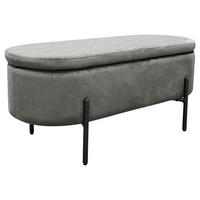 SITZBANK 95/42/37,5 cm Samt Grau, Schwarz  - Schwarz/Grau, Design, Textil/Metall (95/42/37,5cm) - MID.YOU