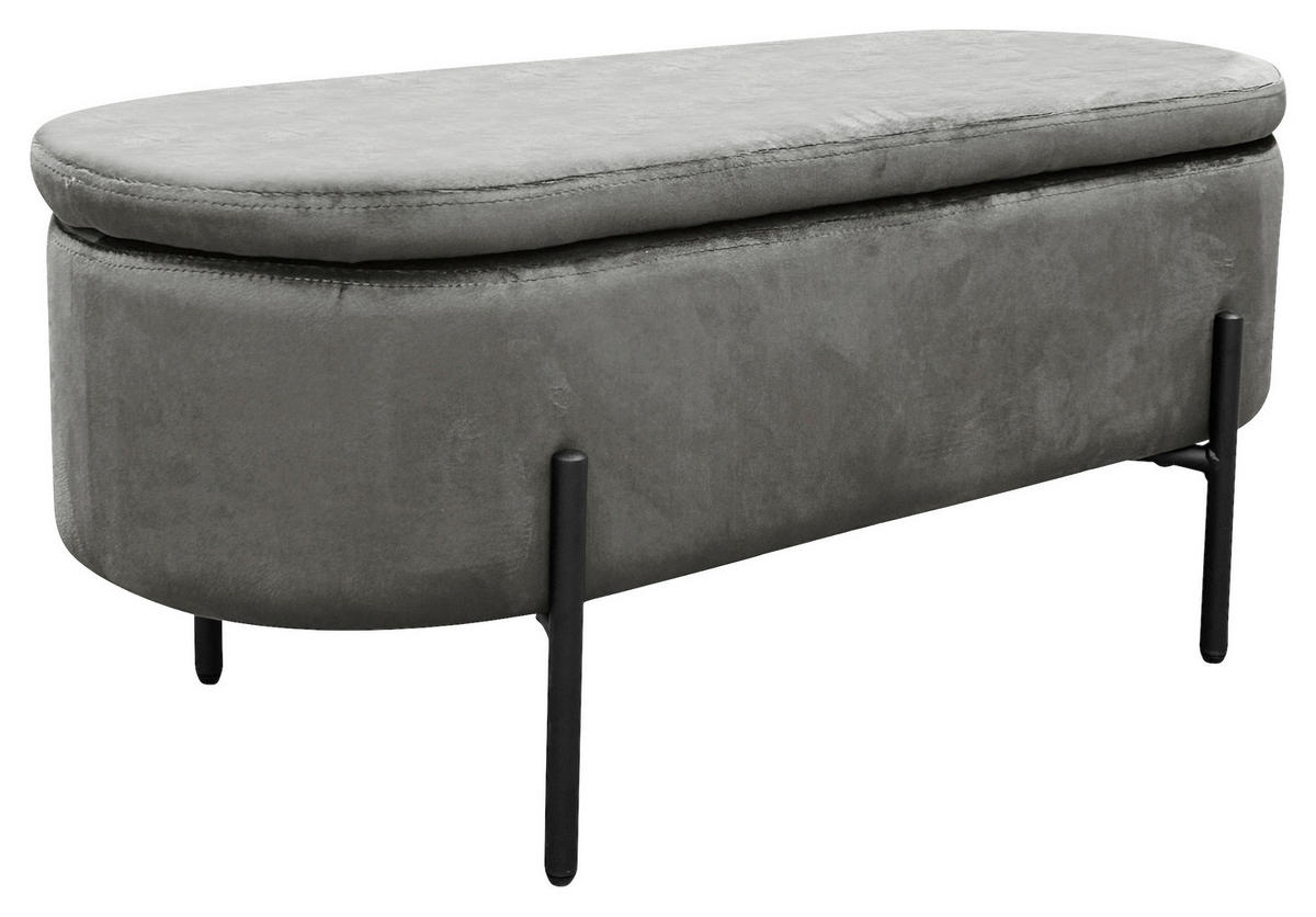 SITZBANK 95/42/37,5 cm Samt Grau, Schwarz  - Schwarz/Grau, Design, Textil/Metall (95/42/37,5cm) - MID.YOU