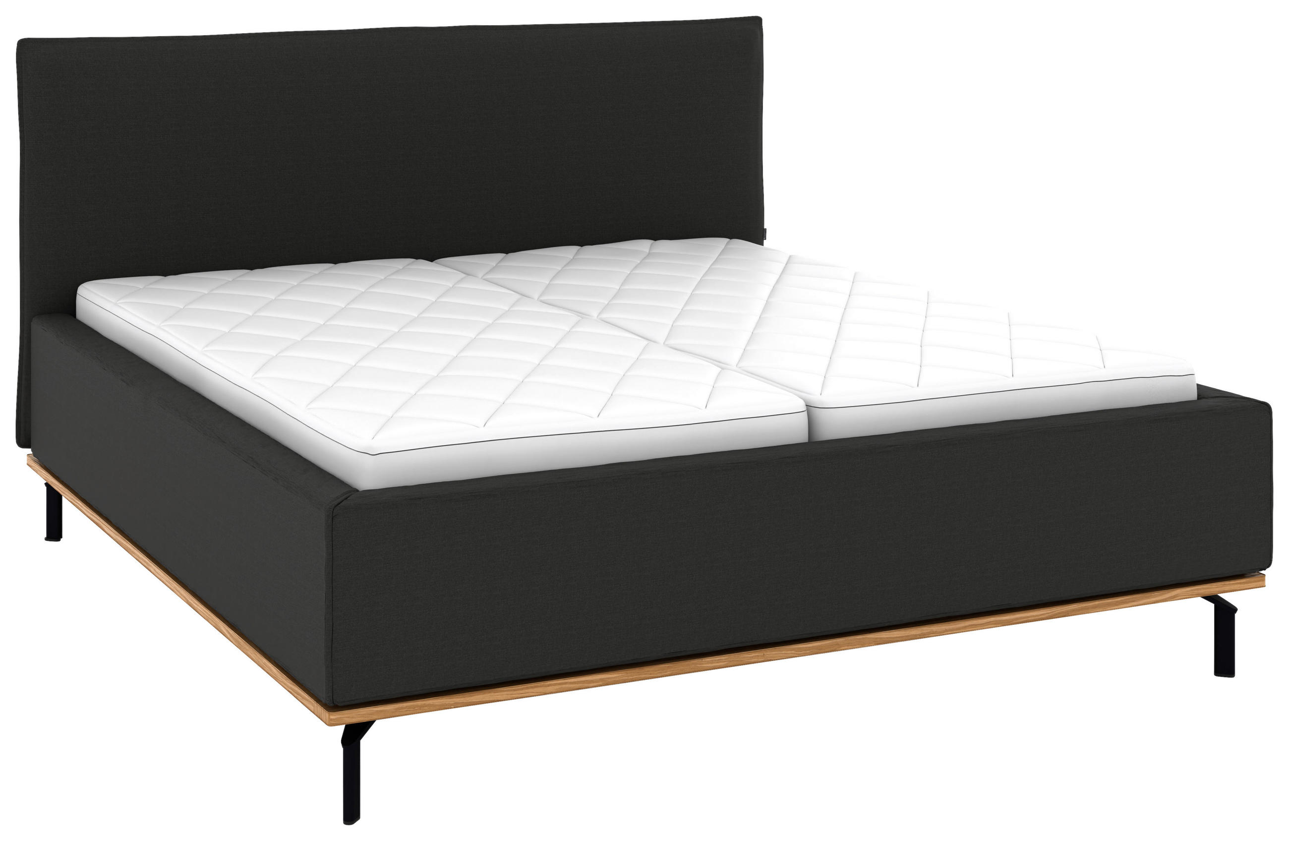 POLSTERBETT 180/200 cm,  in Anthrazit, Matratze, Lattenrost, Bettkasten, H2 + H3 = mittel + fest  - Anthrazit/Graphitfarben, Design, Holz/Textil (180/200cm) - Musterring