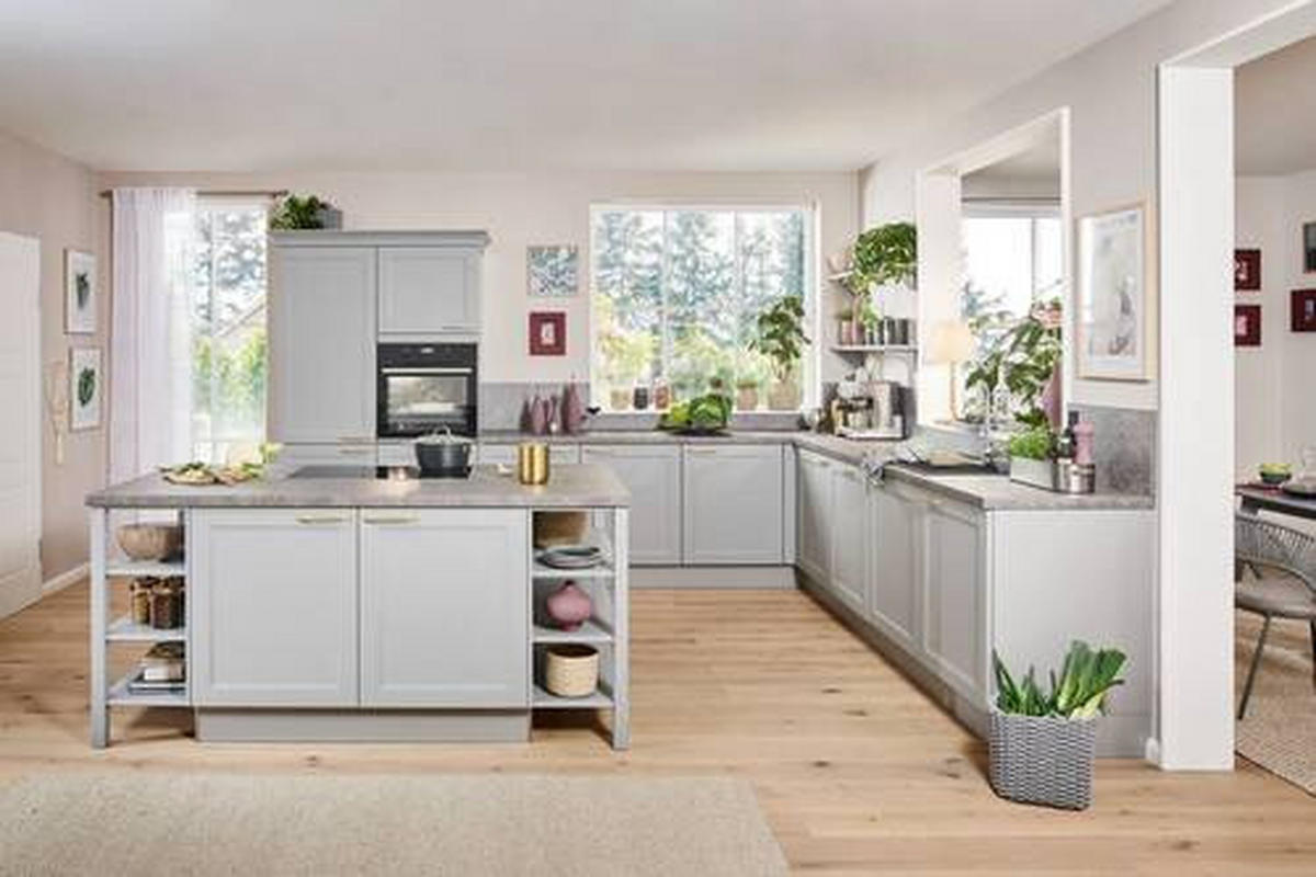 EINBAUKÜCHE RAVENNA  - Goldfarben/Grau, Basics, Holzwerkstoff/Metall - Moderano