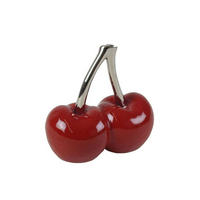 DEKOKIRSCHE - Rot/Silberfarben, Trend, Keramik (21,5/21/10cm) - Ambia Home