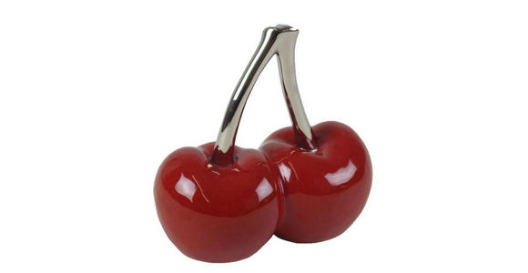 DEKOKIRSCHE - Rot/Silberfarben, Trend, Keramik (21,5/21/10cm) - Ambia Home