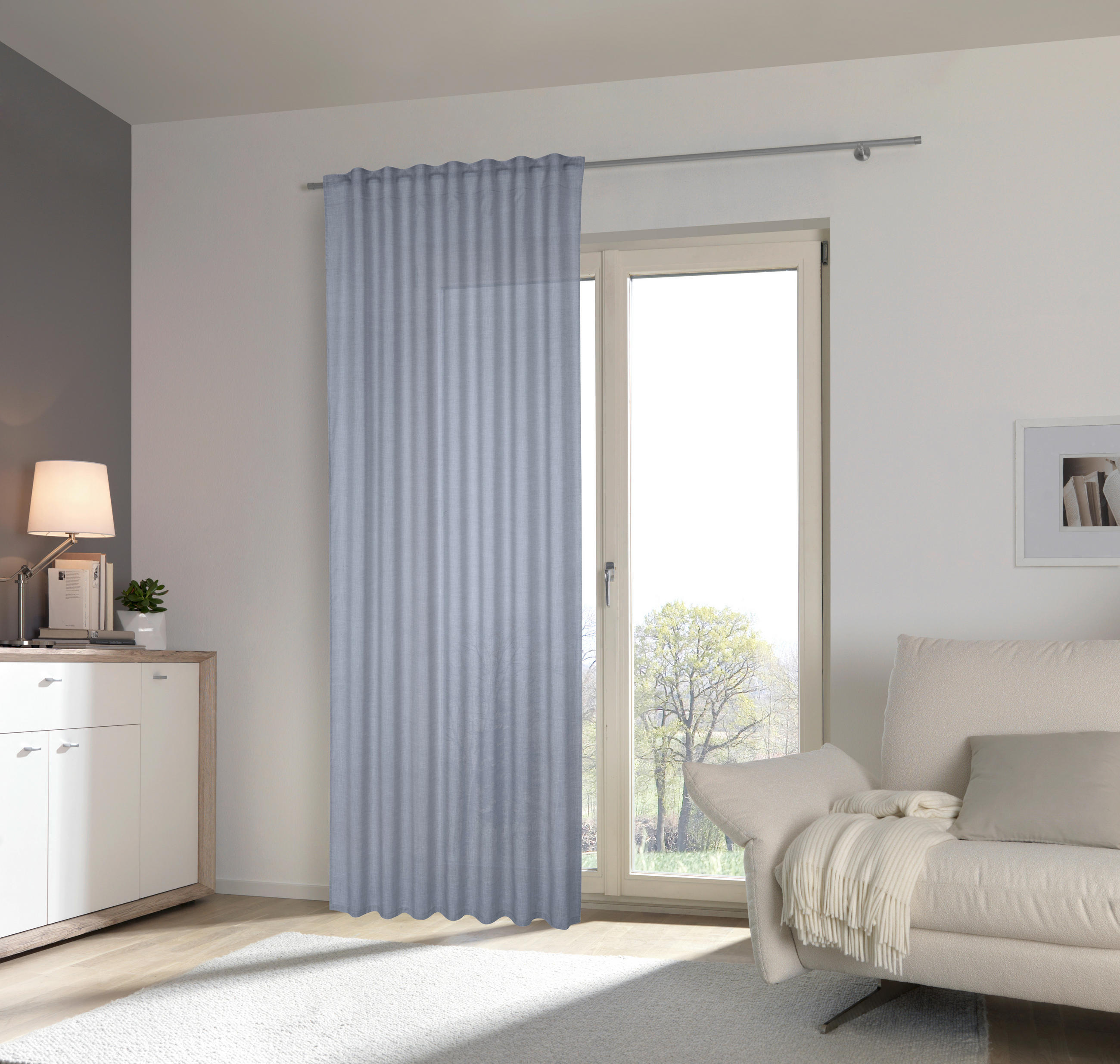 HOTOVÝ ZÁVES, polopriehľadné, 140/245 cm - modrá, Basics, textil (140/245cm) - Esposa
