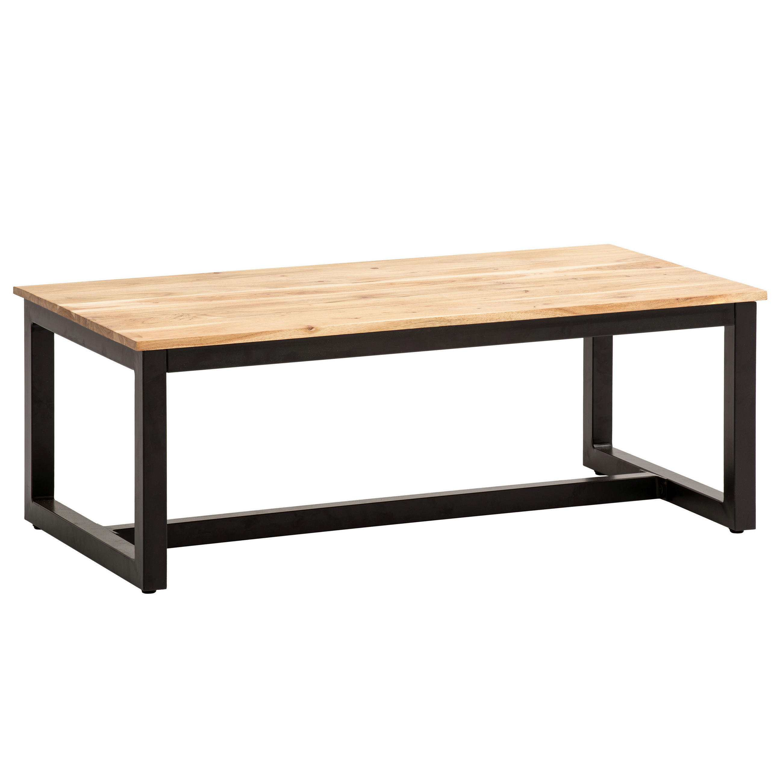 COUCHTISCH Akazie massiv 110/60/40 cm rechteckig Akaziefarben  - Schwarz/Akaziefarben, Design, Holz/Metall (110/60/40cm) - MID.YOU