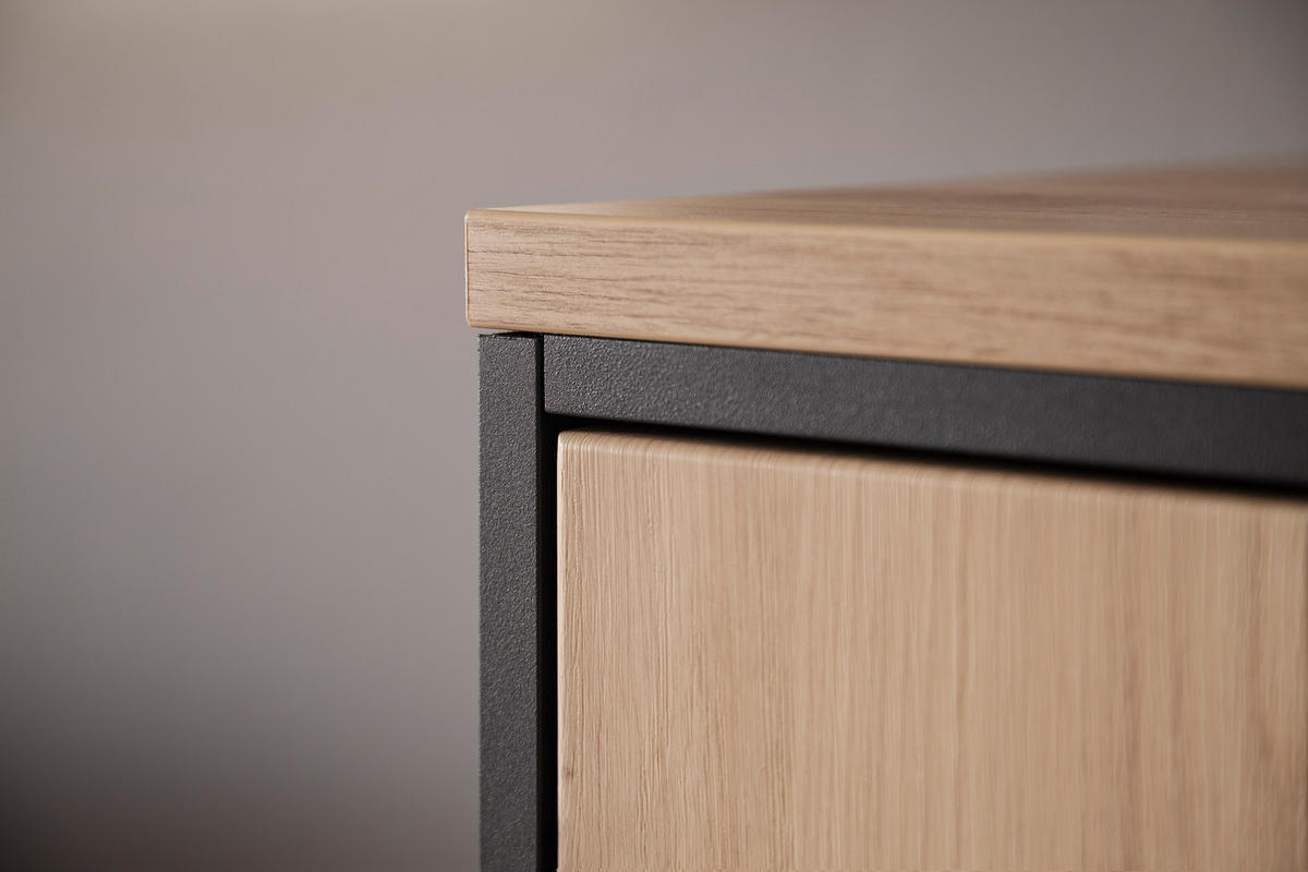 SIDEBOARD Skopje 183/92/45 cm 3 låda(or)  - antracit/ekfärgad, Design, metall/trämaterial (183/92/45cm) - Livetastic