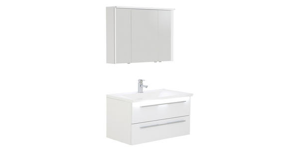 BADEZIMMER in 90 cm - Weiß, KONVENTIONELL, Holzwerkstoff/Stein (90cm) - Dieter Knoll